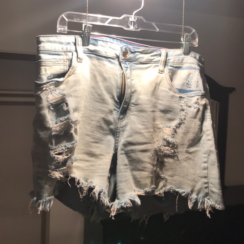 Light washed, ripped jean shorts